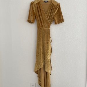 LULUS VELVET MUSTARD MIDI DRESS